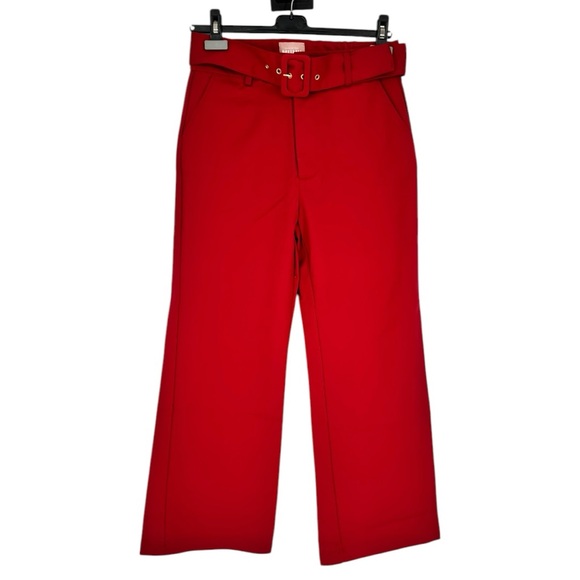 Show Me Your MuMu DJ Cropped Pants Red Suiting size Medium NWT Flared Belted - Picture 4 of 14